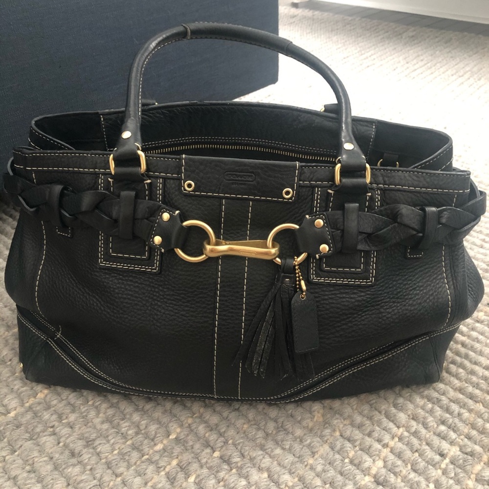 Large leather black COACH handbag